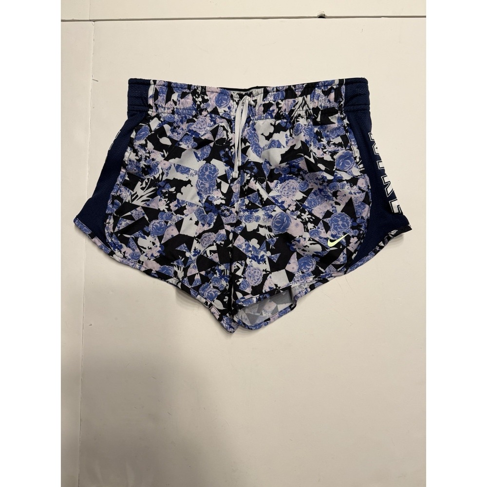 Nike Dri-Fit Women's Running Shorts Medium Floral Print Blue Athletic Workout
